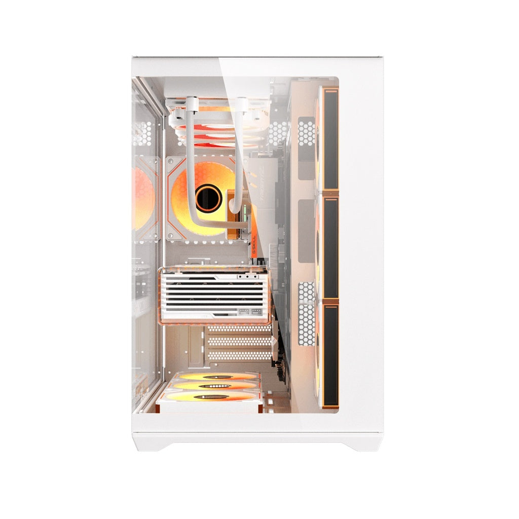 Darkflash C280 E-ATX Full-Tower PC Gaming Case, 7×ARGB Fans Included,White/صندوق حاسوب ألعاب Darkflash C280 E-ATX Full-Tower، يتضمن 7 مراوح ARGB، اللون الأبيض.