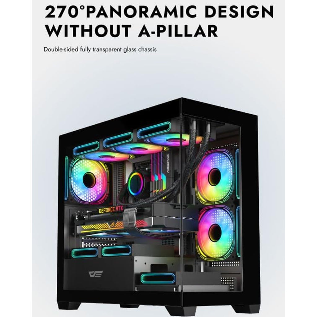 DarkFlash C218M M-ATX/ITX Gaming PC Case with Pre-Installed 650W 80+ Bronze PSU  (White)/صندوق حاسوب الألعاب DarkFlash C218M (M-ATX/ITX) مع وحدة تزويد طاقة مثبتة مسبقاً بقدرة 650 واط (معيار 80+ البرونزي) - لون أبيض