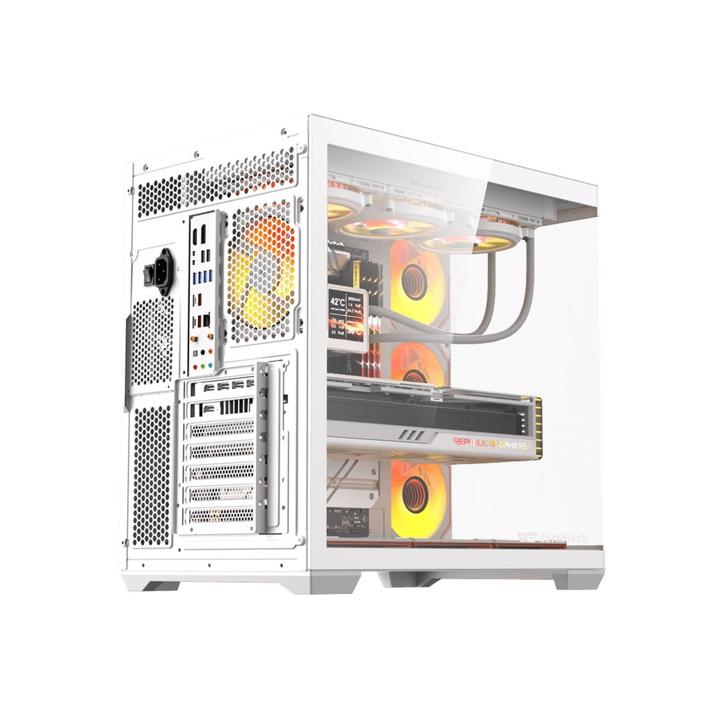 Darkflash C280 E-ATX Full-Tower PC Gaming Case, 7×ARGB Fans Included,White/صندوق حاسوب ألعاب Darkflash C280 E-ATX Full-Tower، يتضمن 7 مراوح ARGB، اللون الأبيض.