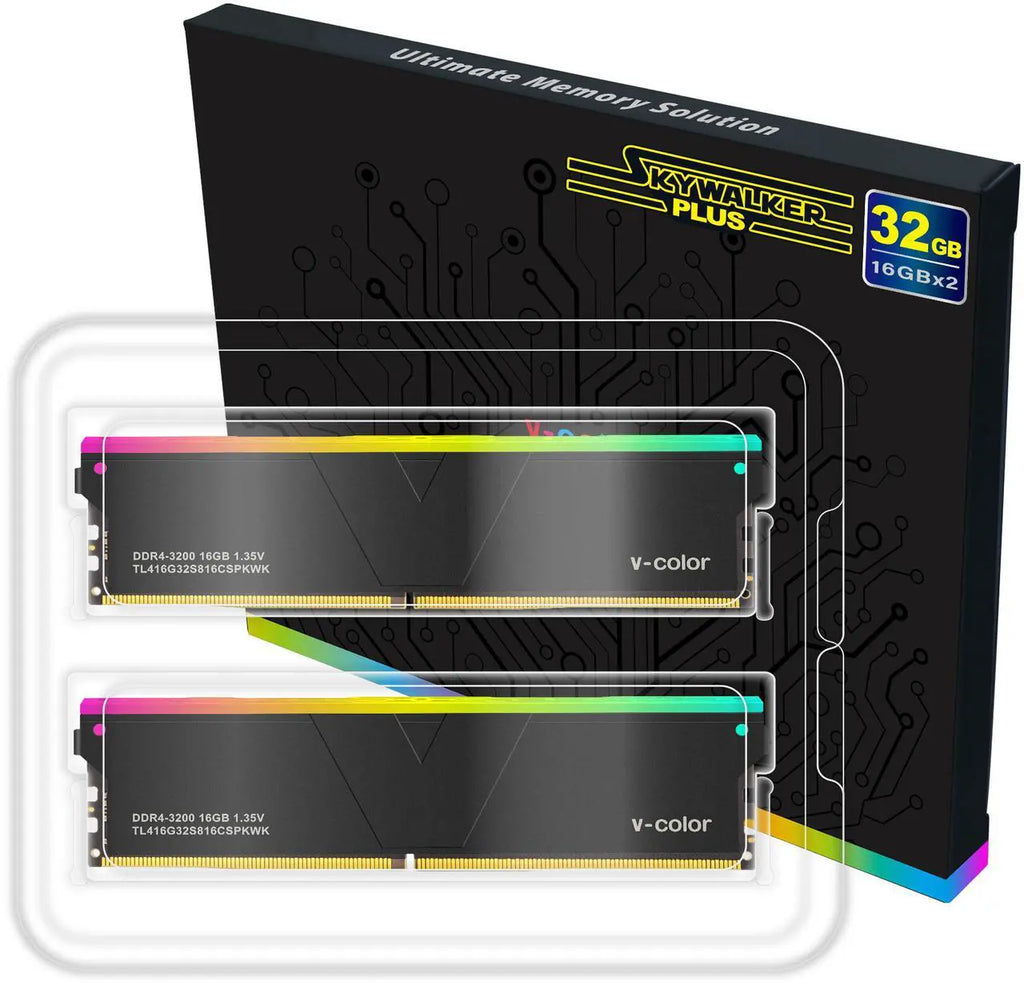 V-Color 32GB (2 x 16GB) DDR4 3200 (PC4 25600) Desktop memory | ذاكرة سطح المكتب V-Color DDR4 3200 بسعة 32 جيجابايت (2 × 16 جيجابايت)