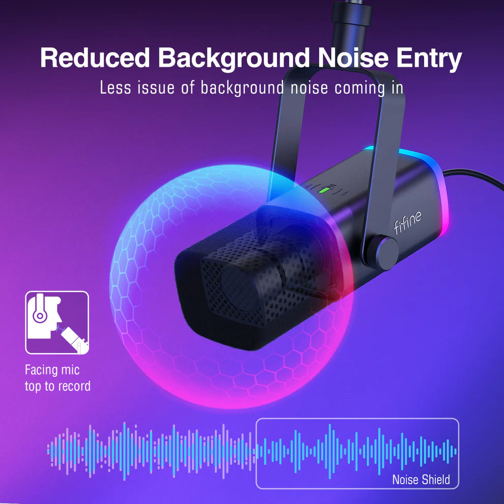 FIFINE AmpliGame AM8T USB/XLR Dynamic Microphone Kit with Boom Arm Stand | طقم ميكروفون ديناميكي FIFINE AmpliGame AM8T USB/XLR مع حامل ذراع قابل للطي