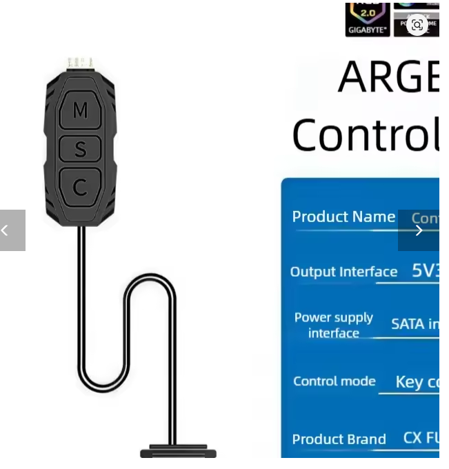 ARGB case lighting controller 5V 3-pin, 3-button controller, suitable for LED strips, cooling fans, etc./ وحدة تحكم بإضاءة ARGB للهيكل، وحدة تحكم بثلاثة أزرار، مناسبة لشرائط LED ومراوح التبريد وما إلى ذلك.