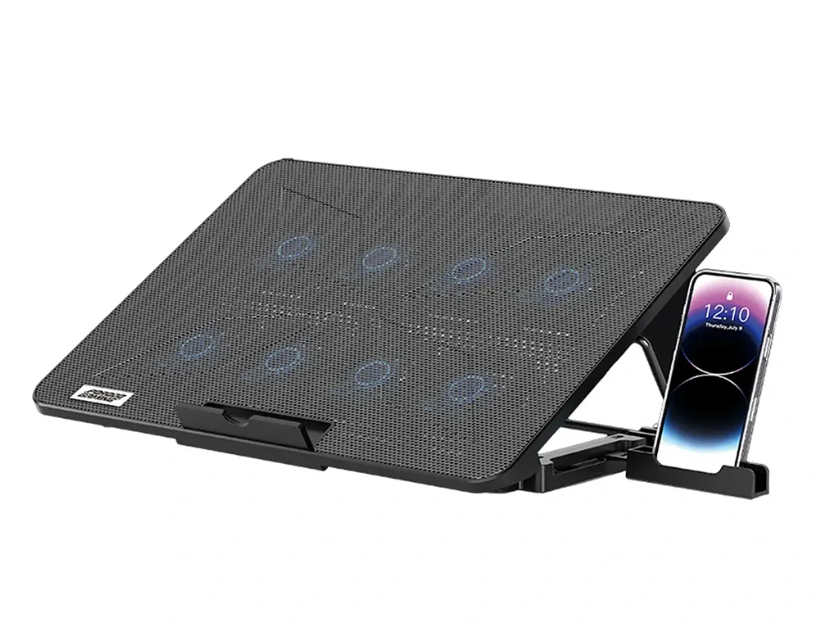 Porodo Gaming 8-Fan Ergonomic Laptop Cooling Stand with Built-In Phone Slot /حامل تبريد مريح للابتوب من Porodo Gaming مزود بـ 8 مراوح وفتحة مدمجة للهاتف