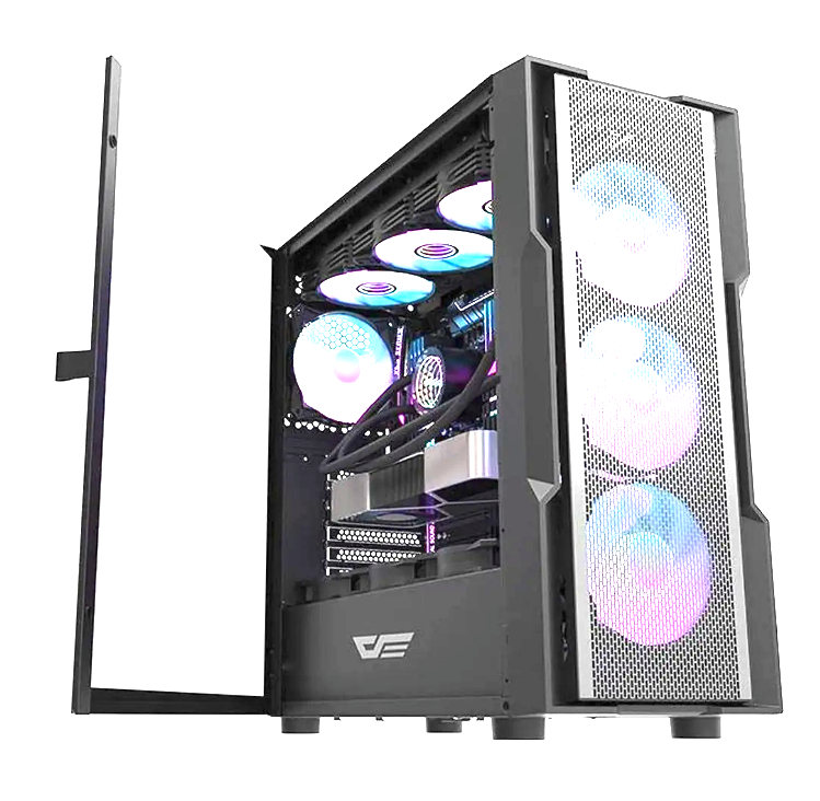 darkFlash DK431 Glass E-ATX PC Case, 4-Fans, White/صندوق حاسوب darkFlash DK431 Glass E-ATX، مزود بـ 4 مراوح، لون أبيض