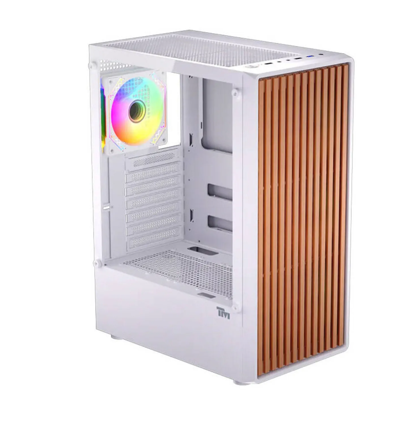 Skip to the beginning of the images gallery Twisted Minds WoodX Series ATX Mid Tower Gaming Case - White /انتقل إلى بداية معرض الصور صندوق حاسب للألعاب (Gaming Case) من سلسلة WoodX من Twisted Minds، مقاس ATX Mid Tower - لون أبيض (يتضمن 4 مراوح ARGB)