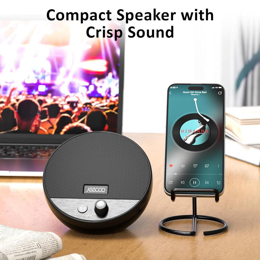Jeecoo A10 Wired USB Laptop Speakers Bluetooth Computer Speakers Black (Single) | مكبرات صوت جيكو A10 سلكية تعمل بمنفذ USB للكمبيوتر المحمول، ومكبرات صوت بلوتوث للكمبيوتر (مفردة)