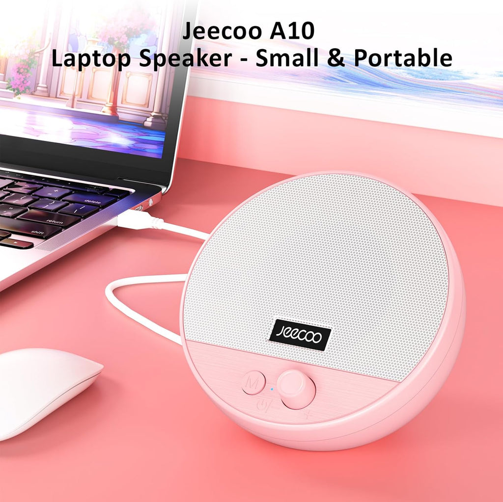 Jeecoo A10 Wired USB Laptop Speakers Bluetooth Computer Speakers Pink (Single) | مكبرات صوت جيكو A10 سلكية تعمل بمنفذ USB للكمبيوتر المحمول، ومكبرات صوت بلوتوث للكمبيوتر (مفردة)