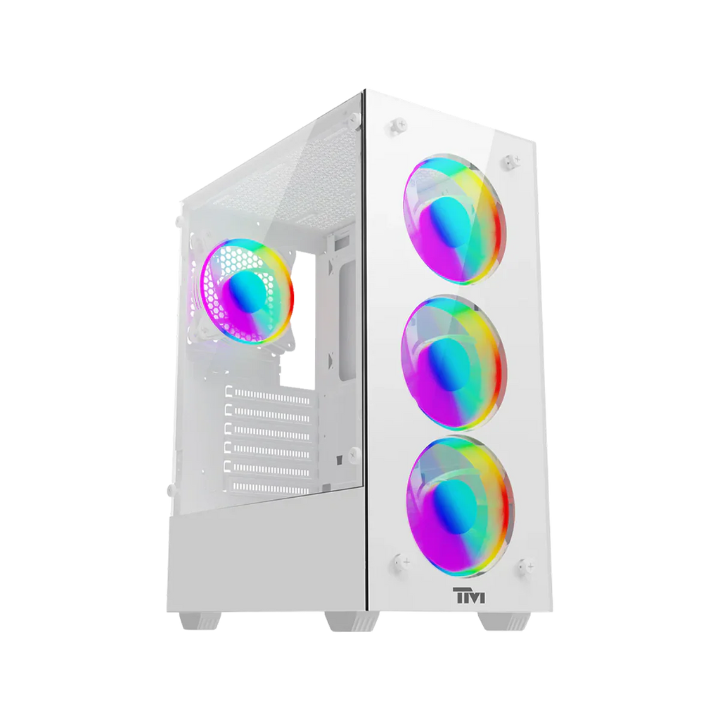 Twisted Minds NOVA Gaming Case Mid Tower - White - TM-NOVA-W (4 ARGB Fans Included) | صندوق حاسوب للألعاب Twisted Minds NOVA - فئة Mid Tower - أبيض - TM-NOVA-W (يتضمن 4 مراوح ARGB)
