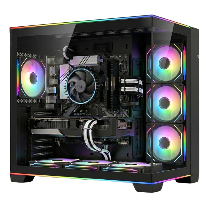 Twisted Minds RAMPAGE Gaming Case Mid Tower with 7 fan ARGB - Black - TM-RAMPAGE-B, ATX Mid Tower Gaming Case.| علبة ألعاب Twisted Minds RAMPAGE متوسطة الحجم - أسود - TM-RAMPAGE-B، علبة ألعاب ATX متوسطة الحجم.