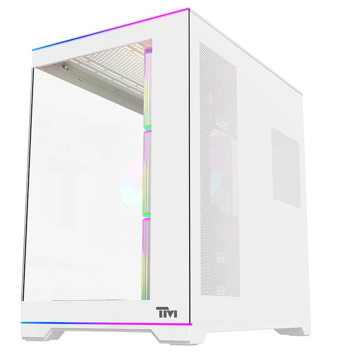 Twisted Minds Rampage Series ATX Mid Tower Gaming Case - White (7 ARGB Fans Included) TM-RAMPAGE-W | علبة كمبيوتر ألعاب Twisted Minds Rampage Series ATX متوسطة الحجم - أبيض (تتضمن 7 مراوح ARGB) TM-RAMPAGE-W