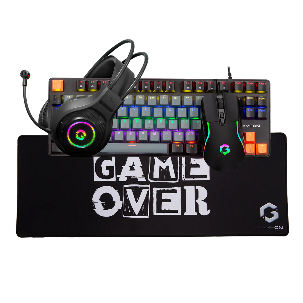 GAMEON VIPER XI All-In-One Gaming Bundle (Mechanical Keyboard, Headset, Mouse & Mousepad) Black | مجموعة ألعاب GAMEON VIPER XI الكل في واحد (لوحة مفاتيح ميكانيكية، سماعة رأس، ماوس ولوحة ماوس)