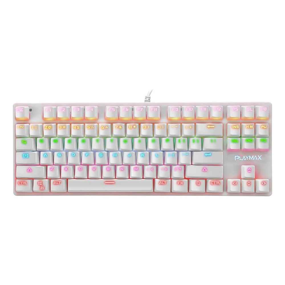 PLAYMAX K550 RGB Mechanical Gaming Keyboard (87 Keys) Red switch - White