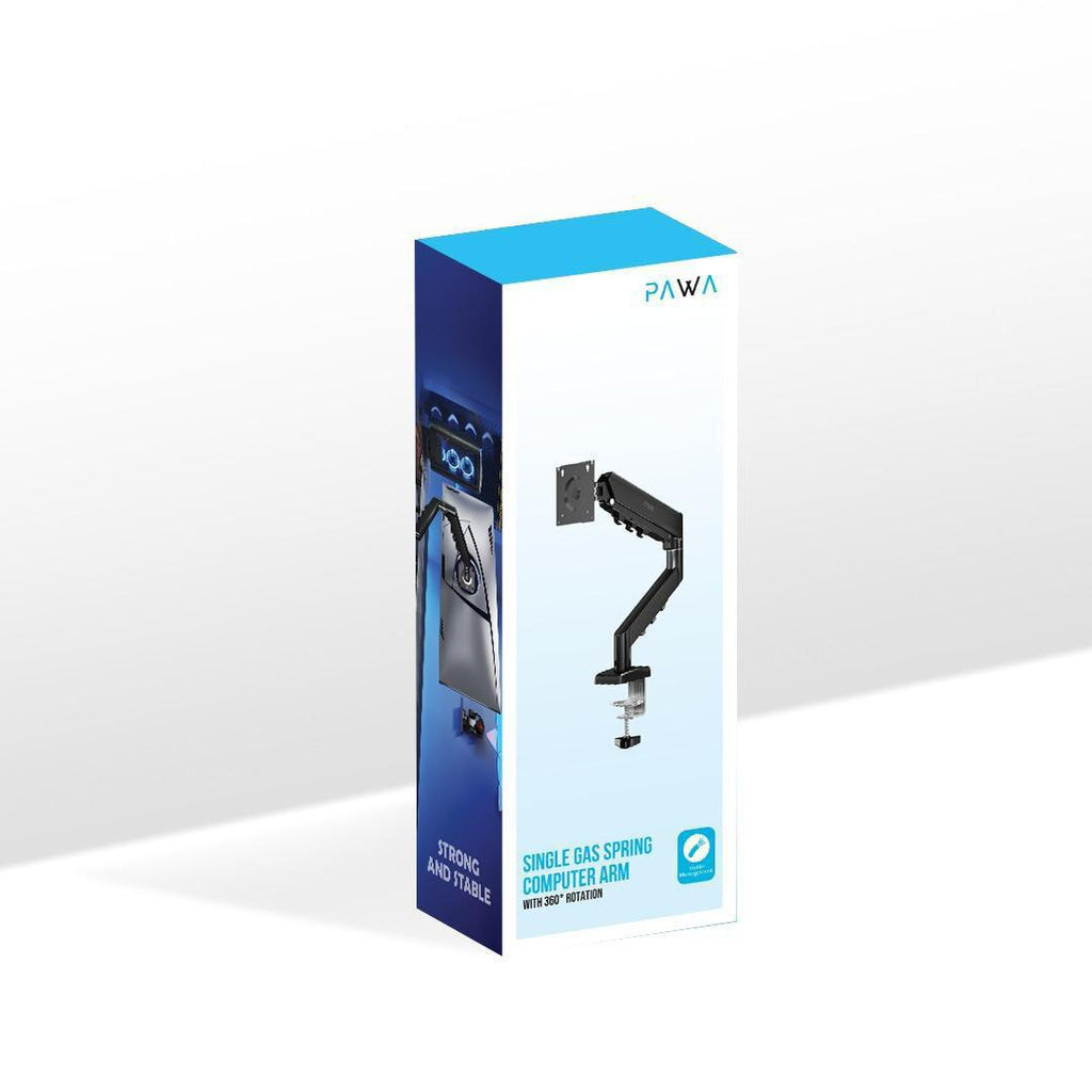 Pawa Single Gas Spring Computer Monitor Arm with 360 Rotation / ذراع شاشة كمبيوتر Pawa ذات زنبرك غازي واحد مع دوران 360 درجة