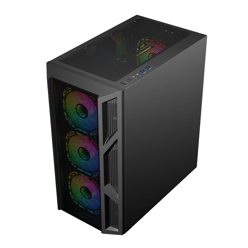GAMEON Trident IV Series Mid Tower Gaming Case - Black (4 ARGB Fans Included) | علبة ألعاب GAMEON Trident IV Series Mid Tower - أسود (تتضمن 4 مراوح ARGB)