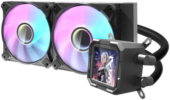 DarkFlash DV240S LED Liquid Cooling -  BLACK (PHOTO & VIDEO DISPLAY WITH TEMPERATURE/نظام تبريد سائل LED من دارك فلاش DV240S - أسود (شاشة عرض للصور والفيديو مع عرض درجة الحرارة)