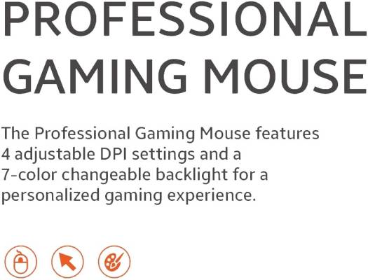LAZOR TAP-X GM03C Professional Gaming Mouse with 4 Adjustable DPI Settings, 7-Color Changeable  /ماوس الألعاب الاحترافي LAZOR TAP-X GM03C مزود بأربعة إعدادات DPI قابلة للتعديل، وإضاءة خلفية قابلة للتغيير بسبعة ألوان، وسلك USB، أسود، بطول 1.5 متر.