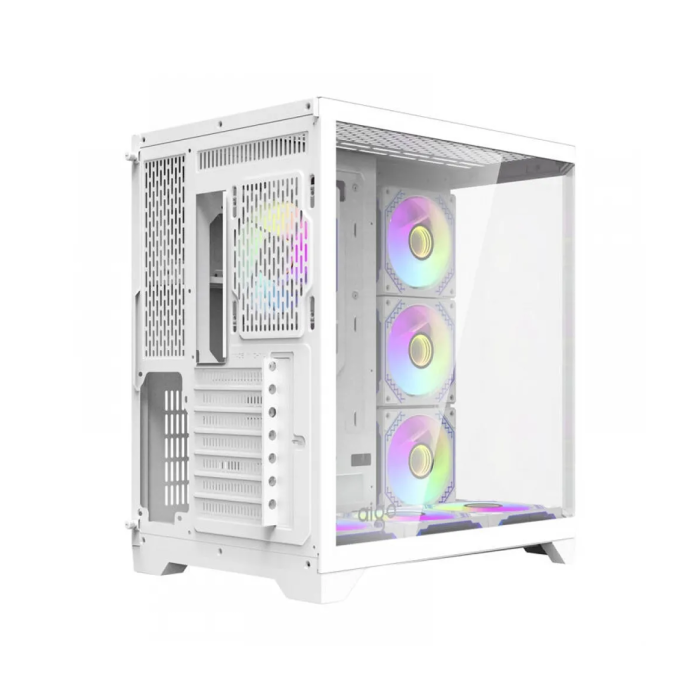 DarkFlash Aigo FT418 Pro Mid Tower Case  - White (with 7 ARGB Fans) | علبة DarkFlash Aigo FT418 Pro متوسطة الحجم - بيضاء (مع 7 مراوح ARGB)