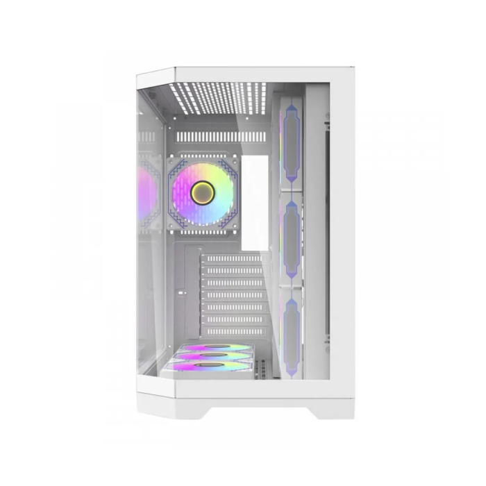 DarkFlash Aigo FT418 Pro Mid Tower Case  - White (with 7 ARGB Fans) | علبة DarkFlash Aigo FT418 Pro متوسطة الحجم - بيضاء (مع 7 مراوح ARGB)
