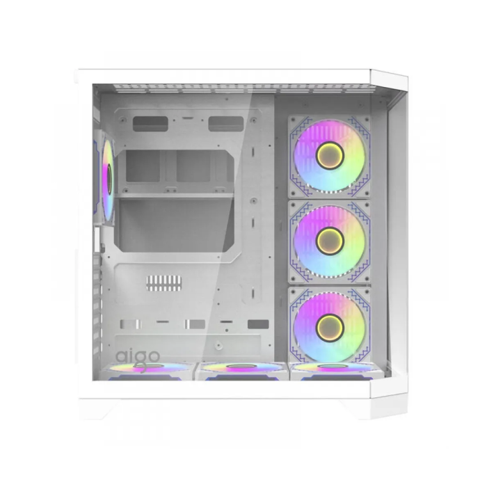 DarkFlash Aigo FT418 Pro Mid Tower Case  - White (with 7 ARGB Fans) | علبة DarkFlash Aigo FT418 Pro متوسطة الحجم - بيضاء (مع 7 مراوح ARGB)