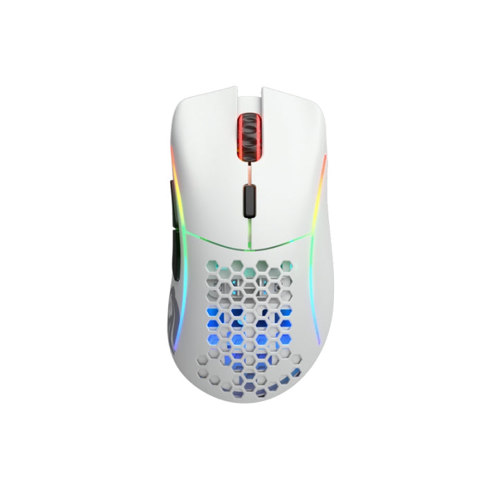 Glorious Model D Wireless/Wired Gaming Mouse (69g) 19,000 DPI - Matte White / ماوس الألعاب اللاسلكي/السلكي Glorious Model D (69 جرامًا) بدقة 19000 نقطة في البوصة - أبيض غير لامع