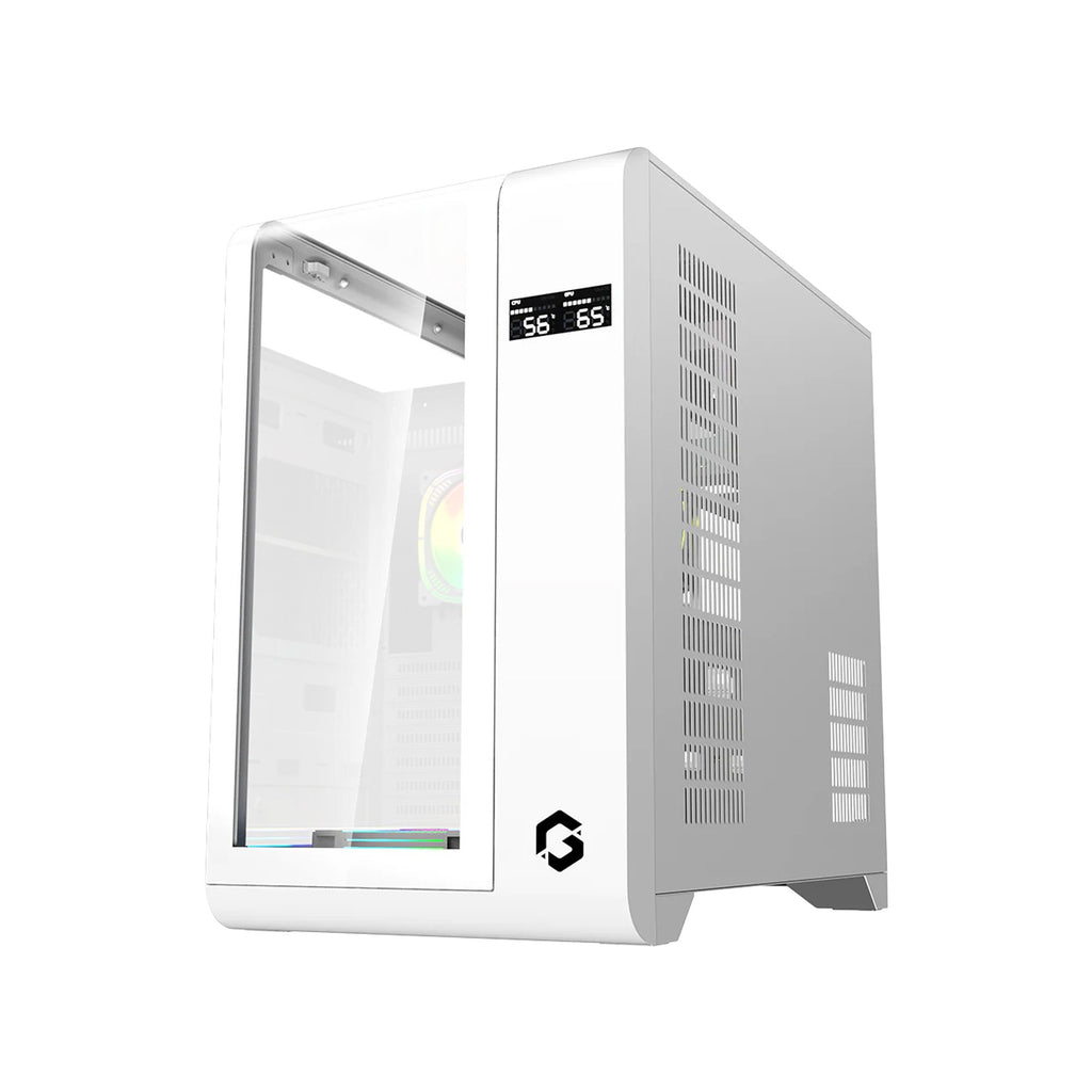 GAMEON INFINITY Series ARGB ATX Mid Tower Gaming PC Case - White (7 ARGB Fans Included) / علبة كمبيوتر ألعاب GAMEON INFINITY Series ARGB ATX Mid Tower - أبيض (تتضمن 7 مراوح ARGB)