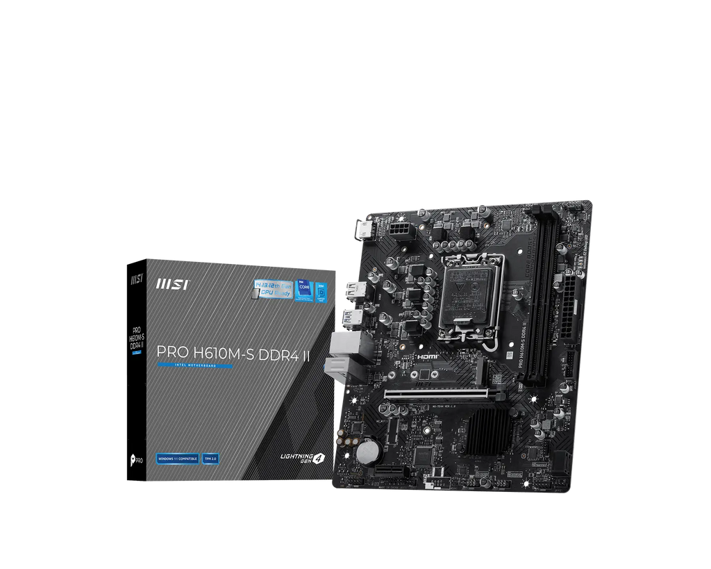 MSI PRO H610M-S DDR4 II Motherboard - Black | لوحة أم MSI PRO H610M-S DDR4 II - لون أسود