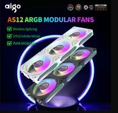 AIGO AS12 3X1 ARGB MAGNETIC FAN PACK WITH  CONTROLLER - BLACK/مجموعة مروحة مغناطيسية AIGO AS12 3×1 ARGB مع وحدة تحكم - أسود