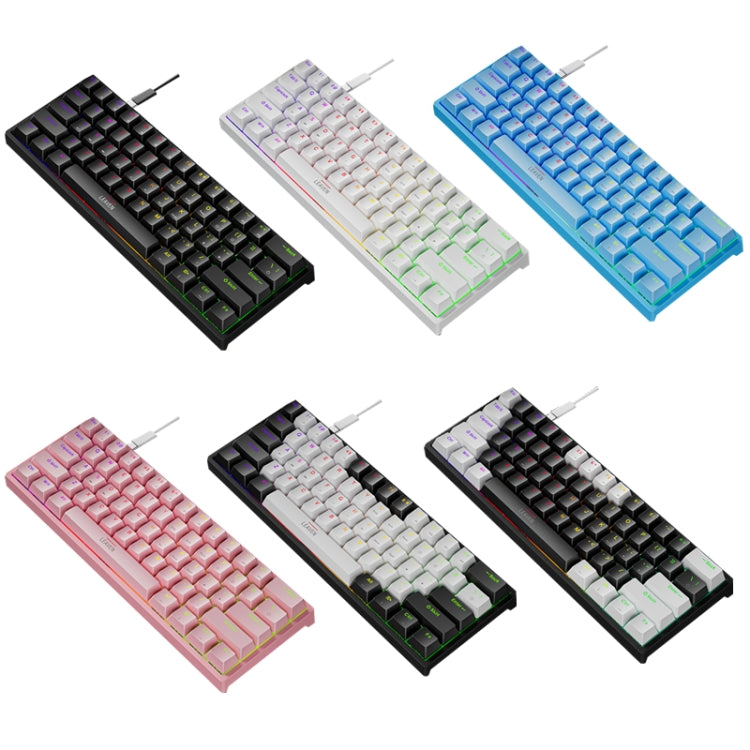 LEAVEN K620 61 Keys Hot Plug-in Glowing Game Wired Mechanical Keyboard, Cable Length: 1.8m, Color: Black Green Axis