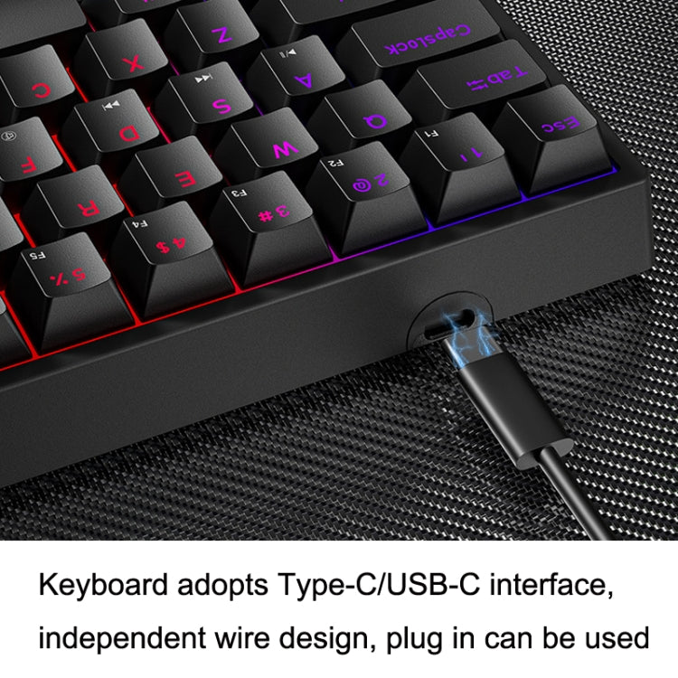 LEAVEN K620 61 Keys Hot Plug-in Glowing Game Wired Mechanical Keyboard, Cable Length: 1.8m, Color: Black Green Axis