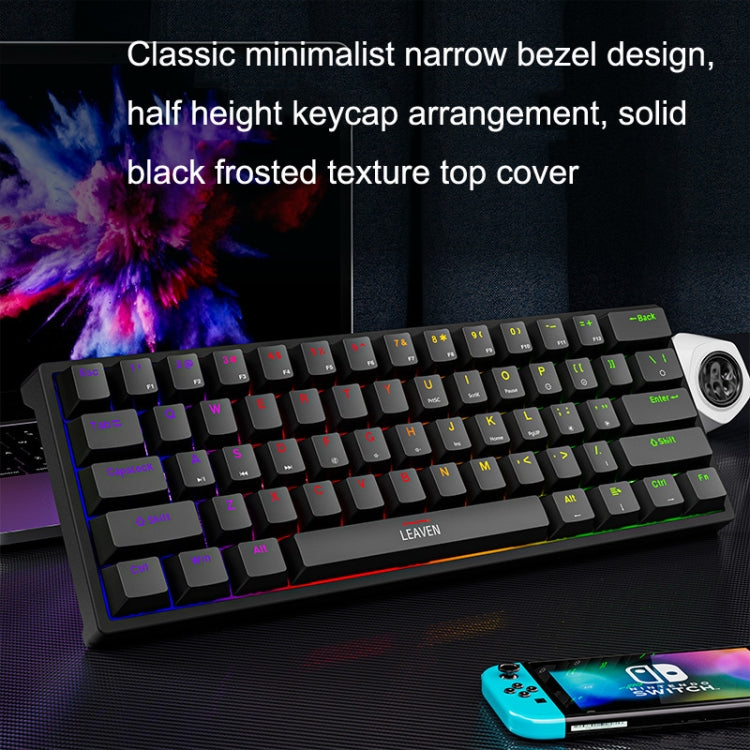 LEAVEN K620 61 Keys Hot Plug-in Glowing Game Wired Mechanical Keyboard, Cable Length: 1.8m, Color: White Green Axis