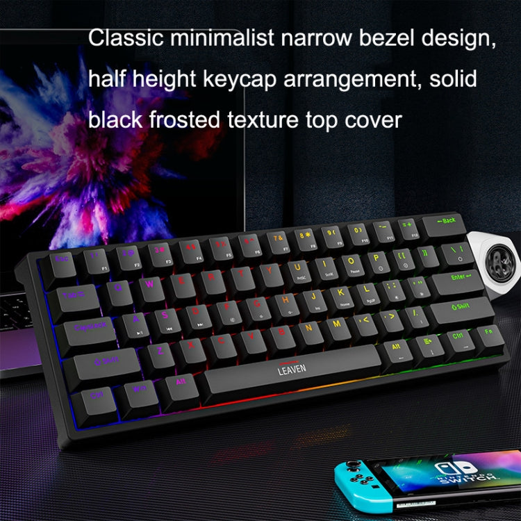 LEAVEN K620 61 Keys Hot Plug-in Glowing Game Wired Mechanical Keyboard, Cable Length: 1.8m, Color: Black Green Axis