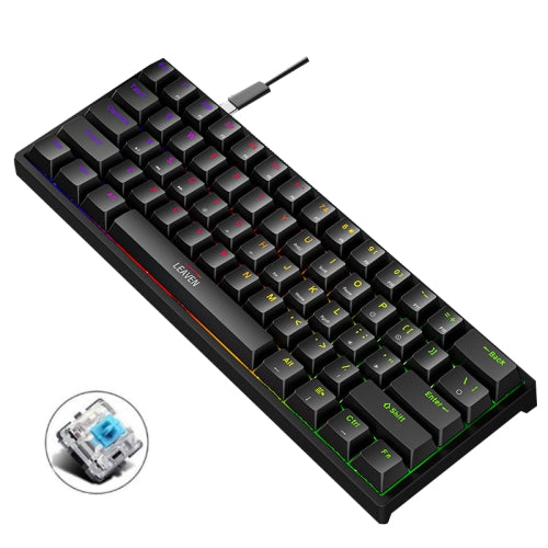 LEAVEN K620 61 Keys Hot Plug-in Glowing Game Wired Mechanical Keyboard, Cable Length: 1.8m, Color: Black Green Axis