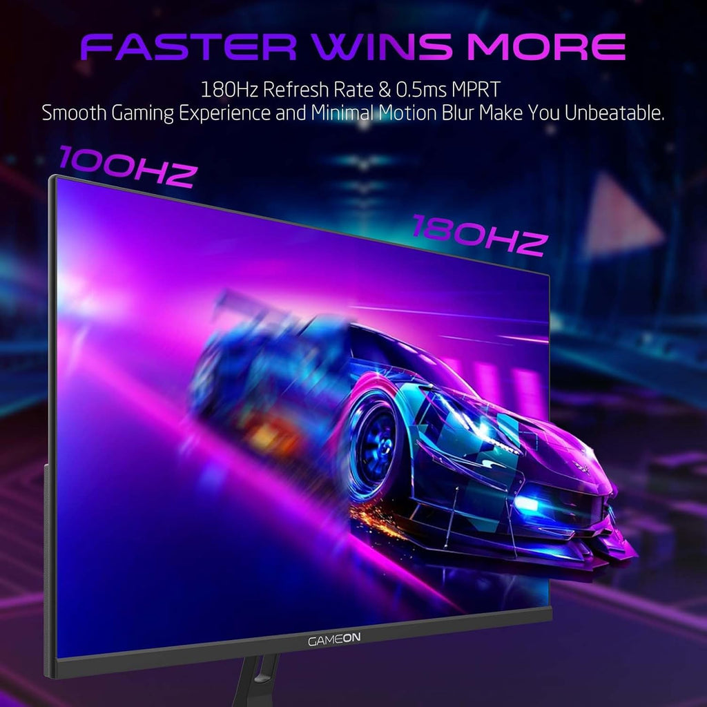 GAMEON GOAE24QHD180IPS Pro Series 23.8” QHD 180HZ, MPRT 0.5ms, HDMI 2.1, IPS Gaming Monitor (Supports PS5) - Black | شاشة ألعاب GAMEON GOAE24QHD180IPS Pro Series 23.8 بوصة QHD 180 هرتز، MPRT 0.5 مللي ثانية، HDMI 2.1، IPS سريعة (تدعم PS5)