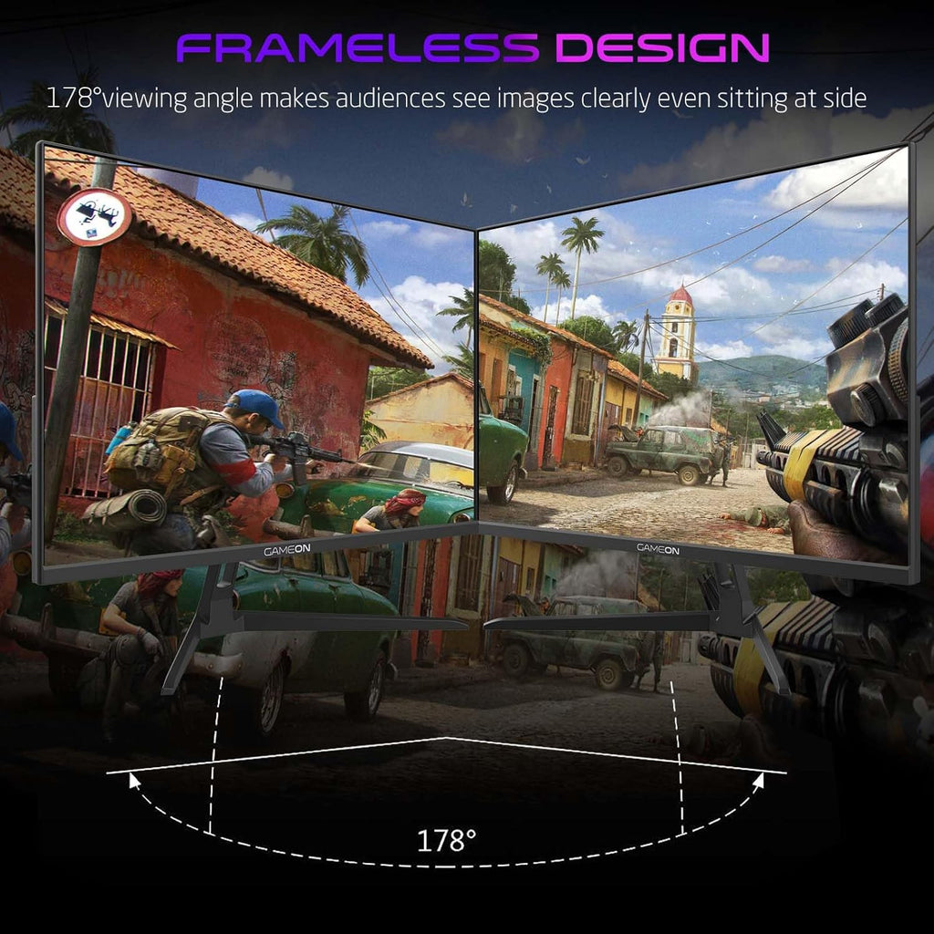 GAMEON GOAE24QHD180IPS Pro Series 23.8” QHD 180HZ, MPRT 0.5ms, HDMI 2.1, IPS Gaming Monitor (Supports PS5) - Black | شاشة ألعاب GAMEON GOAE24QHD180IPS Pro Series 23.8 بوصة QHD 180 هرتز، MPRT 0.5 مللي ثانية، HDMI 2.1، IPS سريعة (تدعم PS5)