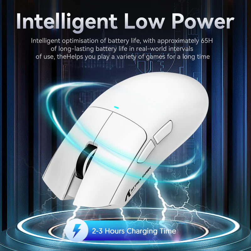 ATTACK SHARK X11 Wireless Gaming Mouse with Charging Doc white | ماوس الألعاب اللاسلكي ATTACK SHARK X11 مع وثيقة الشحن باللون الأبيض
