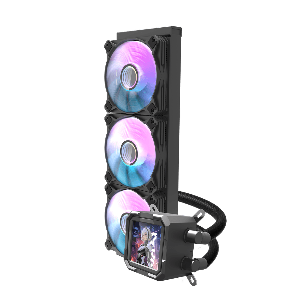 DarkFlash DV360S  Wave Liquid Cooling - BLACK (PHOTO & VIDEO DISPLAY WITH TEMPERATURE)/DarkFlash DV360S Wave Liquid Cooling - أسود (شاشة عرض الصور والفيديو مع درجة الحرارة)