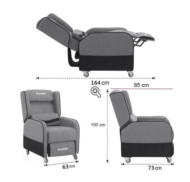 PLAYERS Adjustable Gaming Sofa with Wheels Lower Back Cushion / أريكة ألعاب قابلة للتعديل مع عجلات ووسادة أسفل الظهر من PLAYERS
