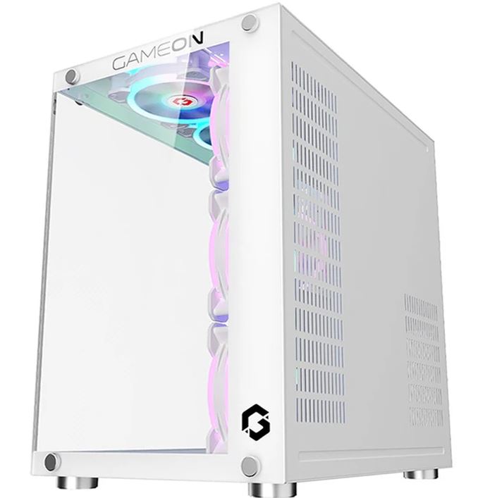 GAMEON Emperor Arctic II Series Mid Tower Gaming Case - White (7 ARGB Fans Included) / علبة ألعاب GAMEON Emperor Arctic II Series Mid Tower - بيضاء (تتضمن 7 مراوح ARGB)