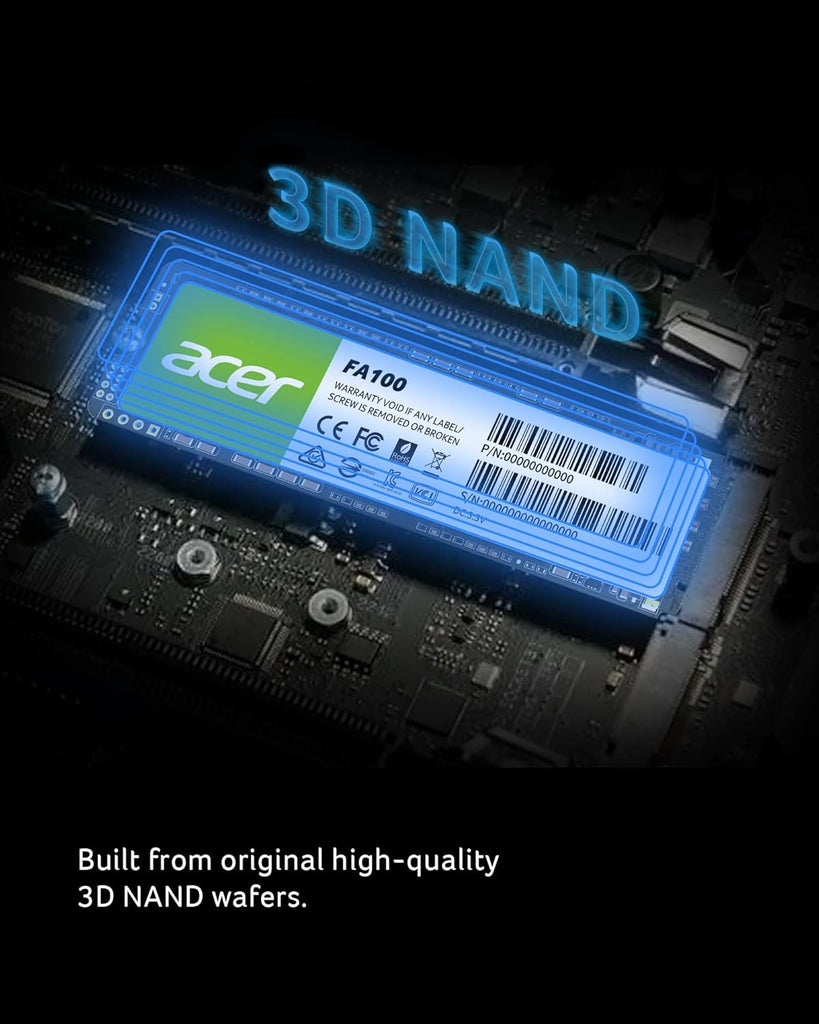 acer FA100 2TB M.2 SSD 2280 NVMe Gen3 x4 Storage for PC and Laptops| محرك أقراص الحالة الصلبة الداخلي Acer FA100 M.2 SSD 2280 NVMe Gen3 x4 بسعة 2 تيرابايت، بسرعة تصل إلى 8 جيجابايت/ثانية، لأجهزة الكمبيوتر الشخصية وأجهزة الكمبيوتر المحمولة