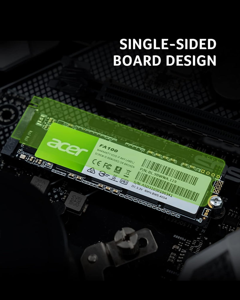 acer FA100 2TB M.2 SSD 2280 NVMe Gen3 x4 Storage for PC and Laptops| محرك أقراص الحالة الصلبة الداخلي Acer FA100 M.2 SSD 2280 NVMe Gen3 x4 بسعة 2 تيرابايت، بسرعة تصل إلى 8 جيجابايت/ثانية، لأجهزة الكمبيوتر الشخصية وأجهزة الكمبيوتر المحمولة