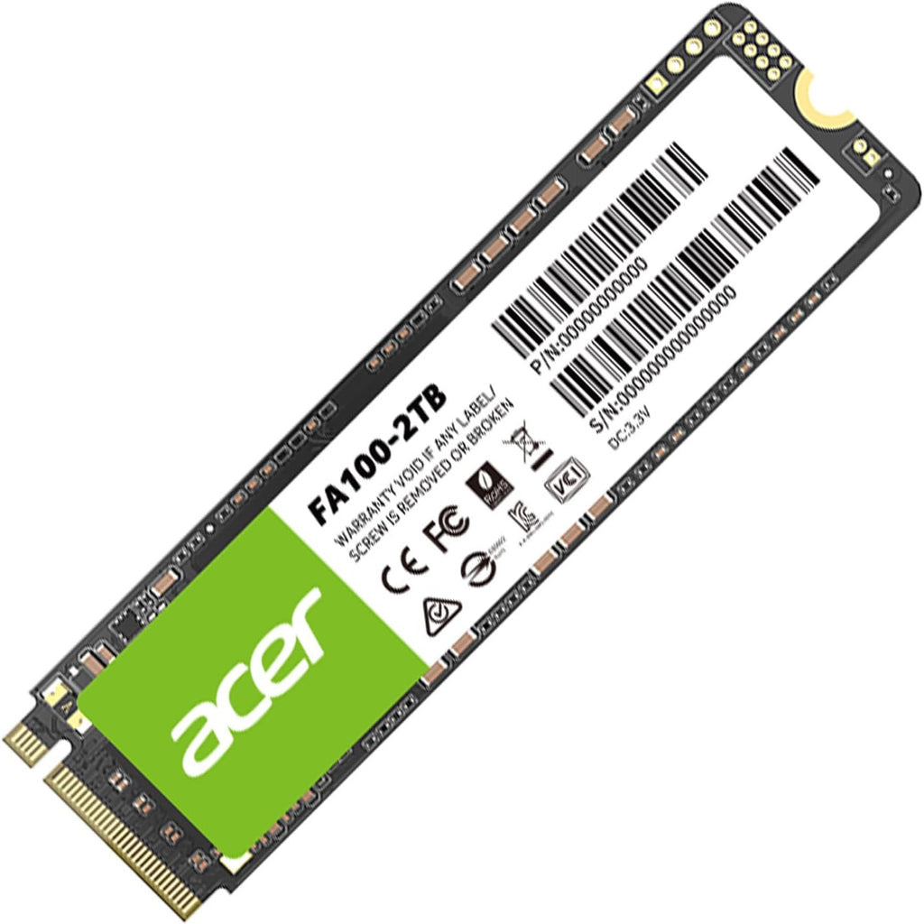 acer FA100 2TB M.2 SSD 2280 NVMe Gen3 x4 Storage for PC and Laptops| محرك أقراص الحالة الصلبة الداخلي Acer FA100 M.2 SSD 2280 NVMe Gen3 x4 بسعة 2 تيرابايت، بسرعة تصل إلى 8 جيجابايت/ثانية، لأجهزة الكمبيوتر الشخصية وأجهزة الكمبيوتر المحمولة