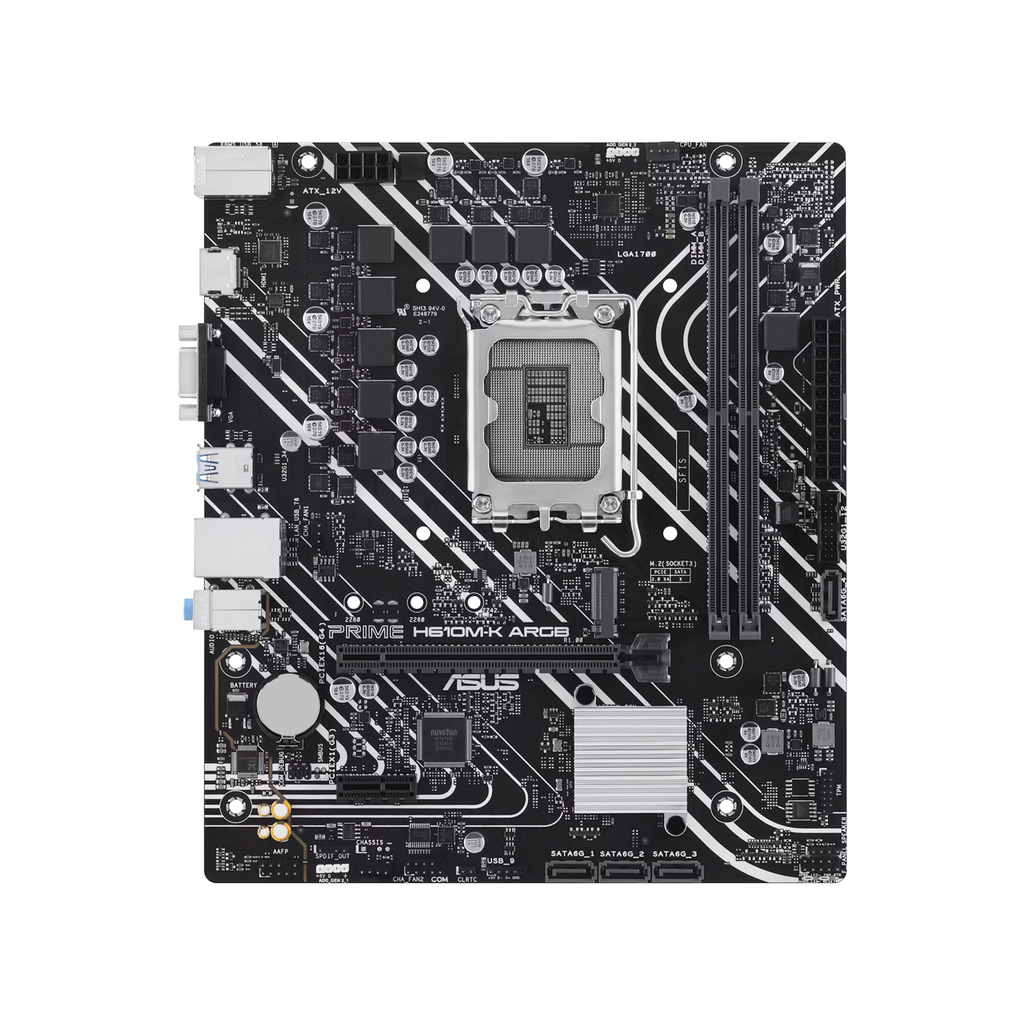 Asus PRIME H610M-K ARGB DDR5 M-ATX Gaming Motherboard / لوحة أم للألعاب Asus PRIME H610M-K ARGB DDR5 M-ATX