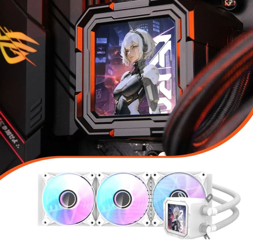 DarkFlash DV360S  Wave Liquid Cooling - BLACK (PHOTO & VIDEO DISPLAY WITH TEMPERATURE)/DarkFlash DV360S Wave Liquid Cooling - أسود (شاشة عرض الصور والفيديو مع درجة الحرارة)