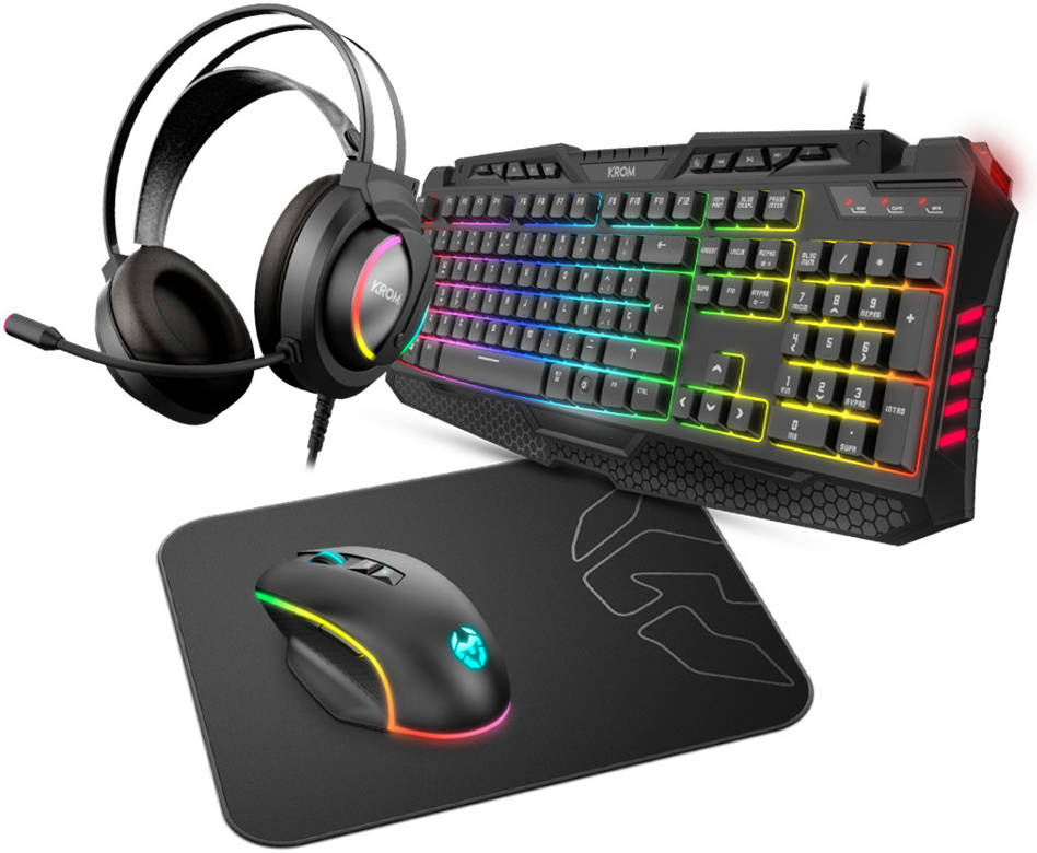 KROM Kritic RGB Rainbow Gaming 4 in 1 Kit /طقم KROM Kritic RGB Rainbow Gaming 4 في 1