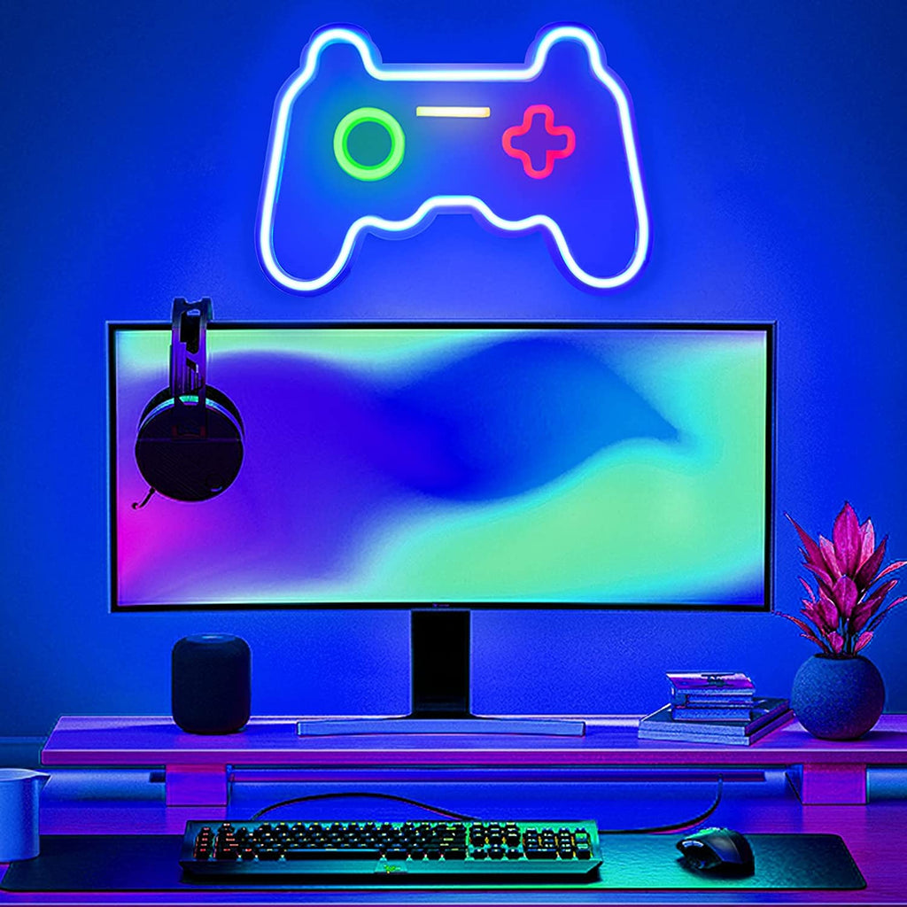 Gaming Neon Signs for Wall Decor Neon Light LED Sign for Gaming Room Decor for Boys Kids Game Room Bar Bedroom Wall Party Decoration 16''x11'', Gamepad Shaped