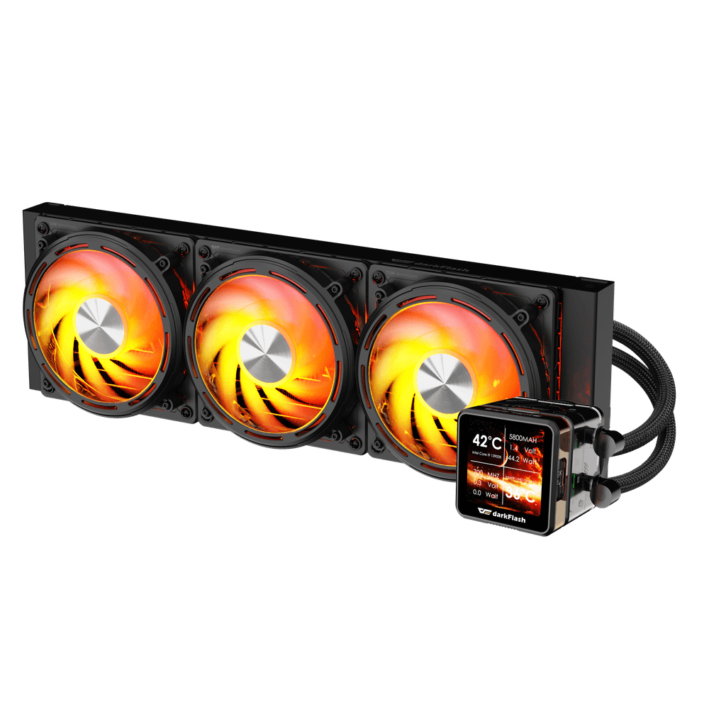 DarkFlash DE360 Liquid Cooling - Black (PHOTO & VIDEO DISPLAY WITH TEMPERATURE)/DarkFlash DE360 Liquid Cooling - أسود (شاشة عرض الصور والفيديو مع درجة الحرارة)