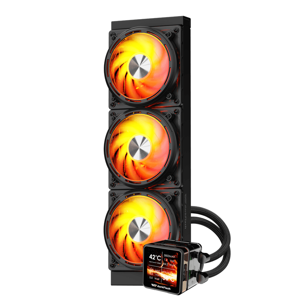 DarkFlash DE360 Liquid Cooling - Black (PHOTO & VIDEO DISPLAY WITH TEMPERATURE)/DarkFlash DE360 Liquid Cooling - أسود (شاشة عرض الصور والفيديو مع درجة الحرارة)