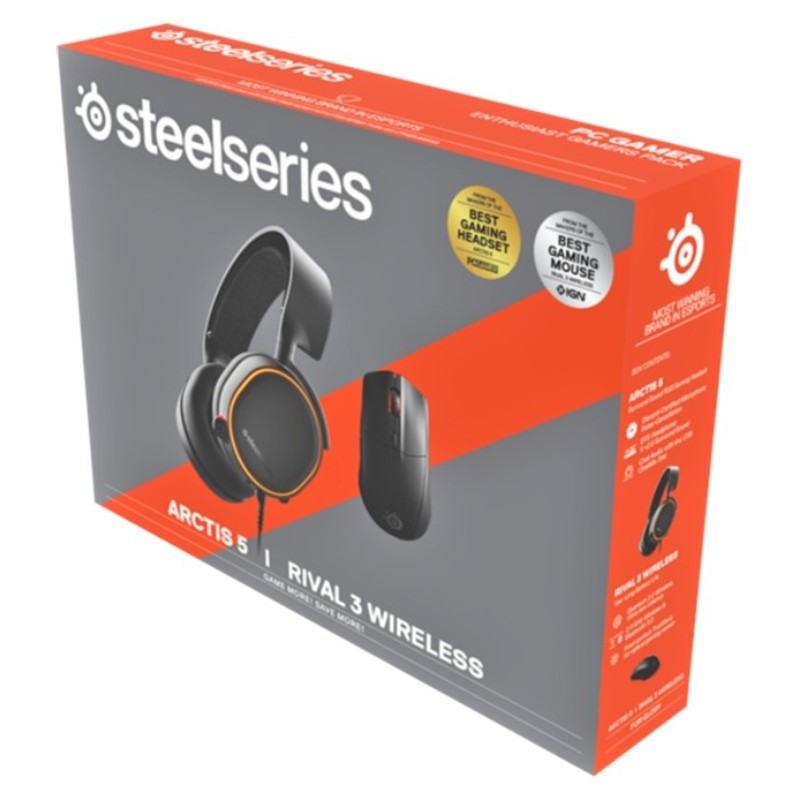 SteelSeries Arctis 5 2019 Edition Gaming Headset + Rival 3 Wireless Gaming Mouse Bundle
