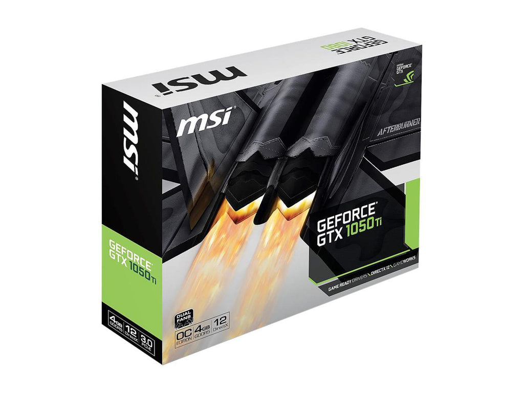 MSI GeForce GTX 1050 Ti 4GB GDDR5 PCI Express 3.0 x16 ATX Video Card OC