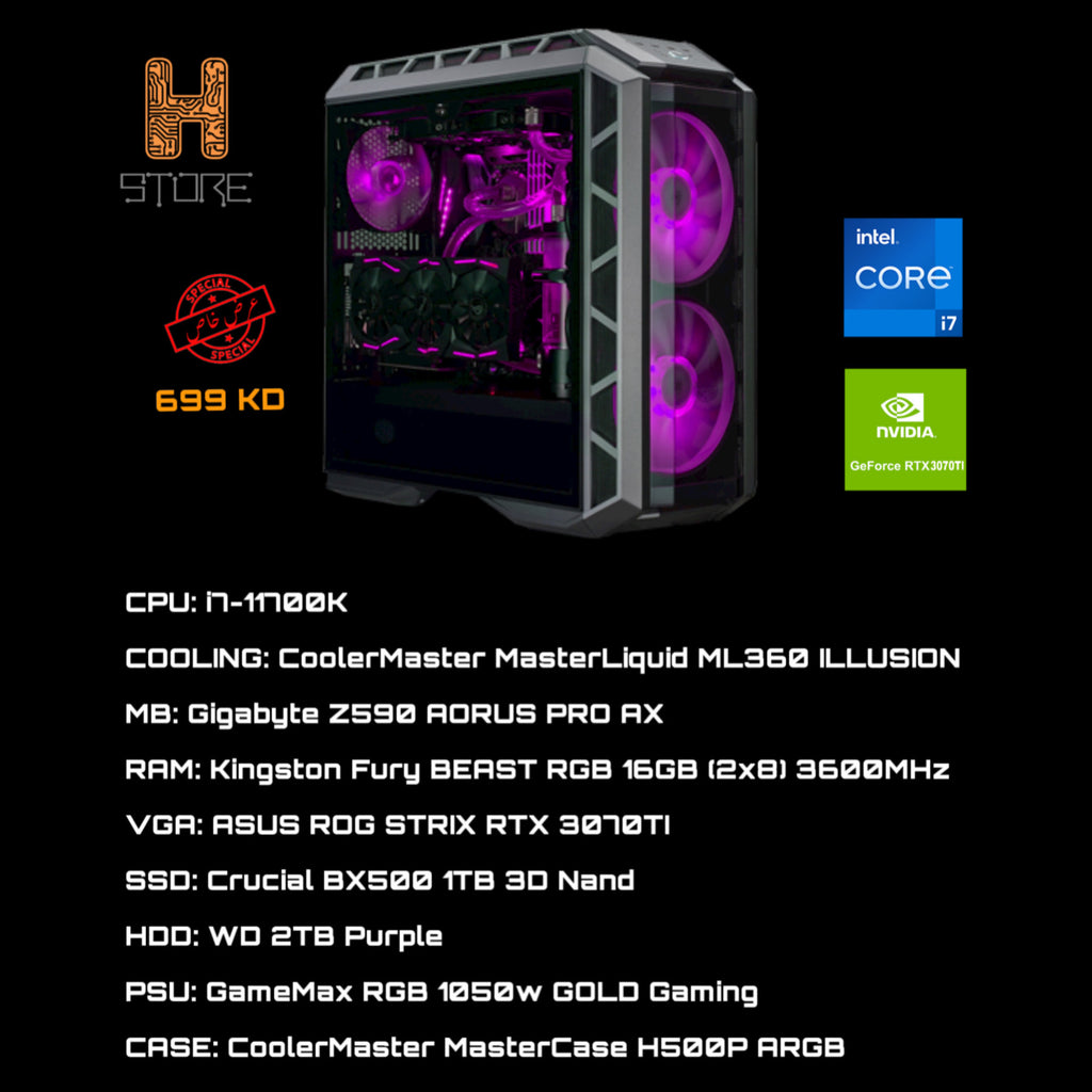 CoolerMaster ROG i7-11700K+3070TI GAMING PC